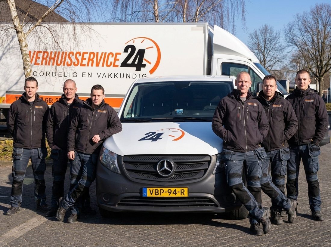 Het vaste team van Verhuisservice24 voor de bus