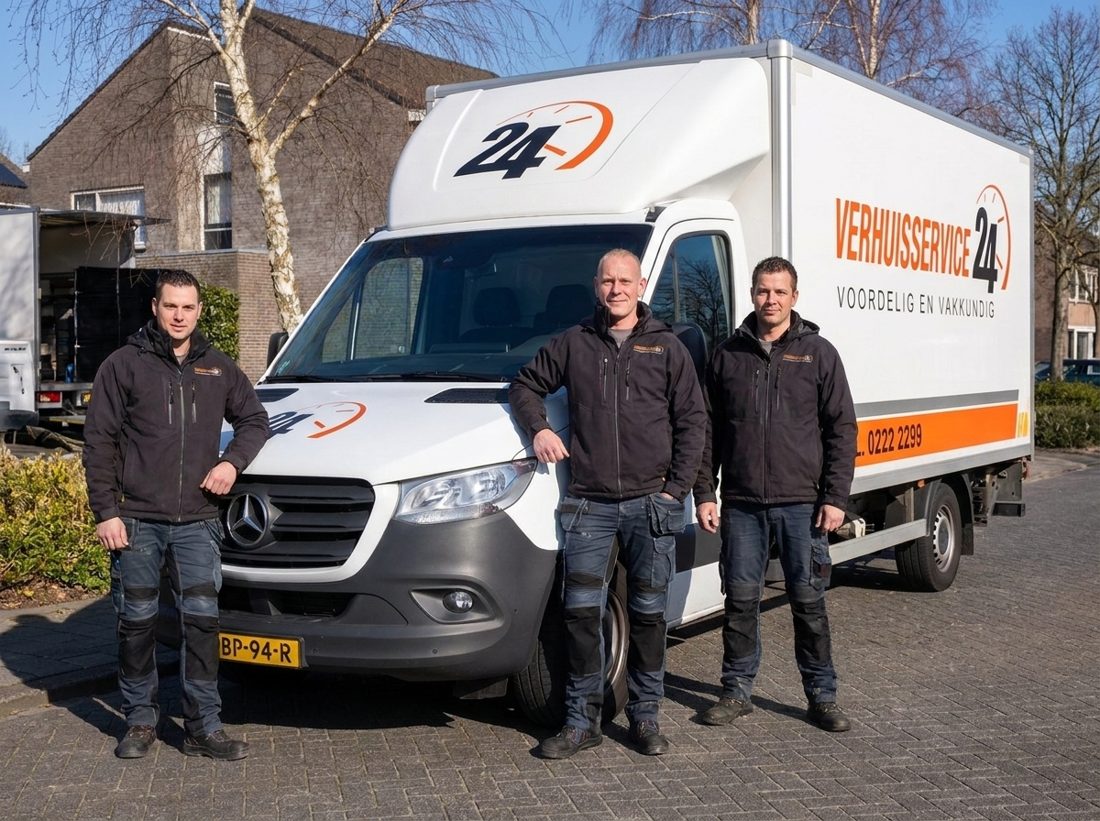 Het team van Verhuisservice24 voor de verhuiswagen